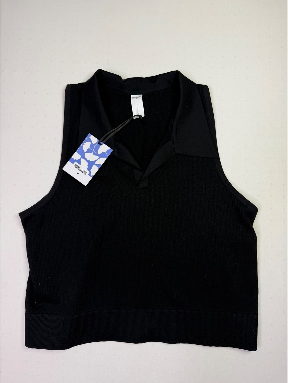 Diane von Furstenberg Seamless Collared Ribbed Polo Sports Bra Size 2XL NWT